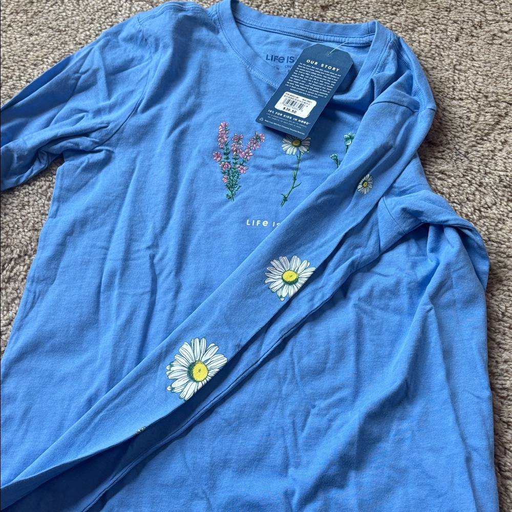 Life Is Good Blue Floral Long Sleeve Tee - Picture 5 of 5